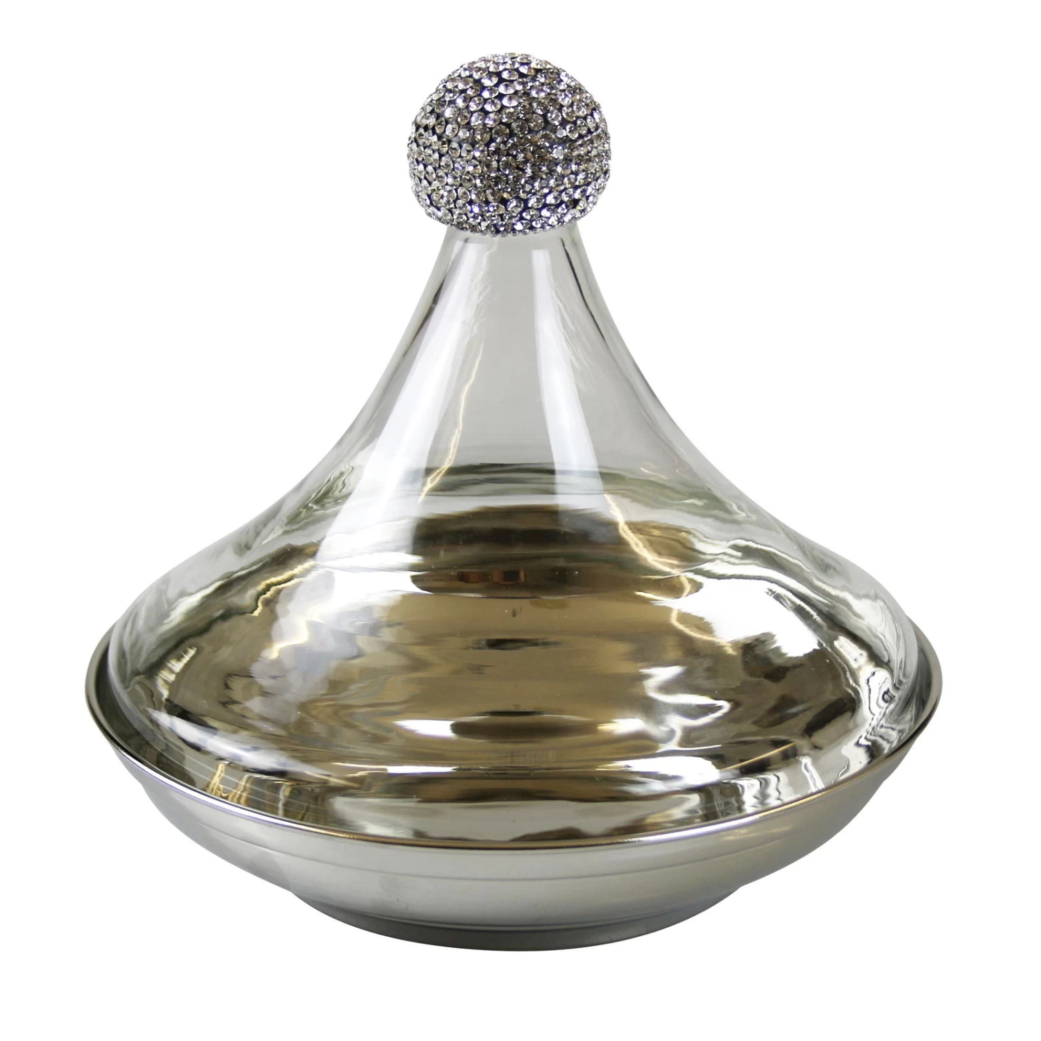 Schale Mit Spitzer Haube Und Strass, Silber, H 23 X Ø 24 Cm 3 Schale Mit Spitzer Haube Und Strass, Silber, H 23 X Ø 24 Cm
