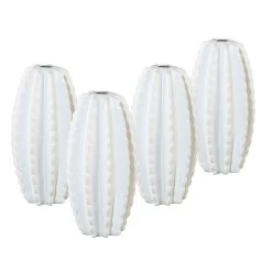 Vase Kaktus, 4er-Set, Keramik, Weiß, 15,5 X 8,5 X 8,5 Cm