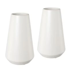 Vase Bilbao, 2er-Set, Keramik, Weiß, 12,5 X 12,5 X 20,5 Cm