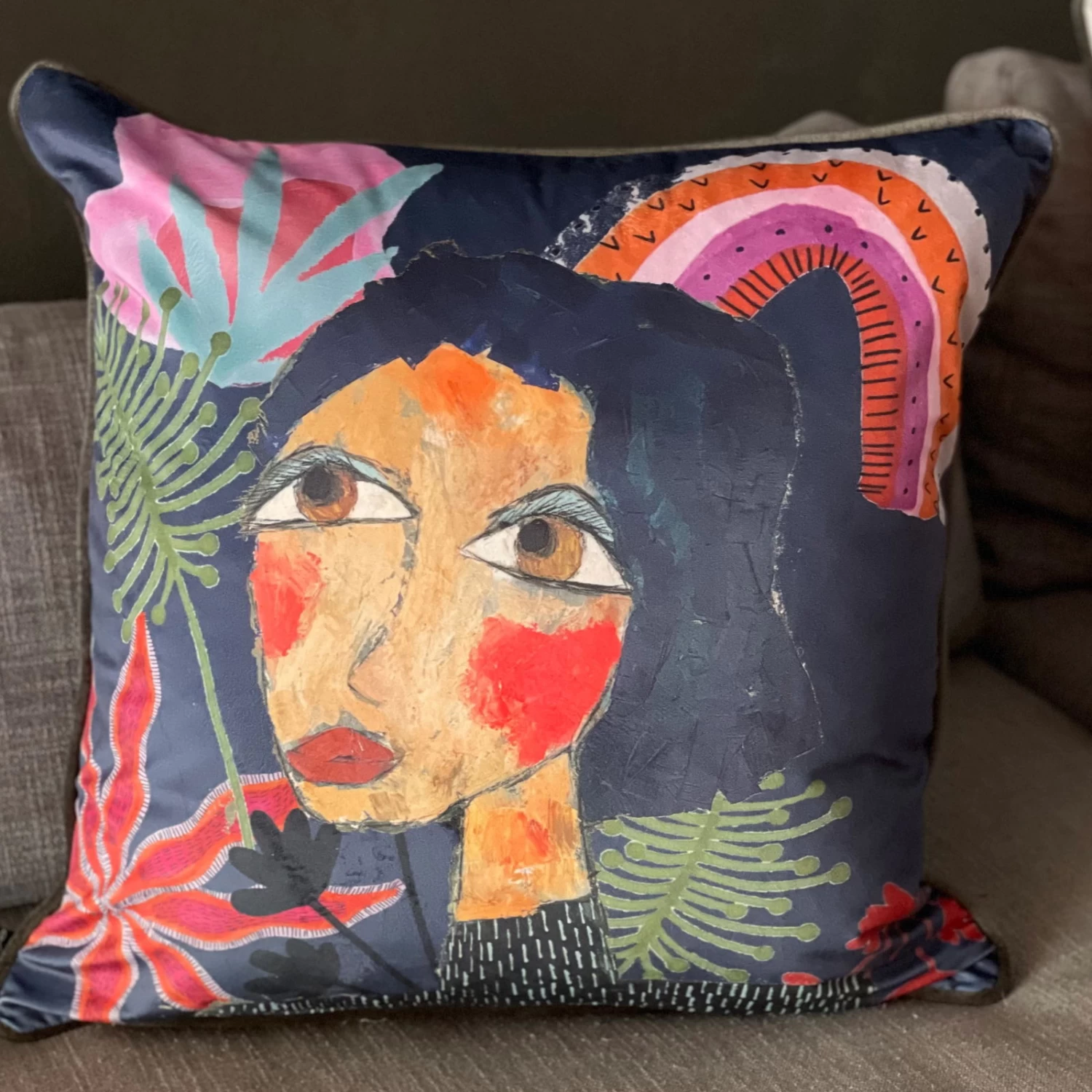 Kissenhülle, Bunt, Baumwolle, 55 X 55 Cm 3 Kissenhülle, Bunt, Baumwolle, 55 X 55 Cm