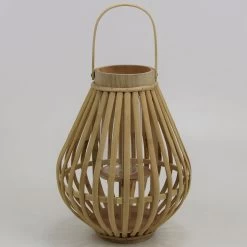 Laterne Bambus Mit Glaseinsatz, Ø 28 X H 36 Cm