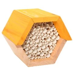 Insektenhotel Für Wildbienen, Sechseckig, Naturbelassen, 12,8 X 14,6 X 14,8 Cm -Pflanzen Paradies Verkauf 0910160156 Bienenhaus sechseckig Papierstrohhalme1 93632