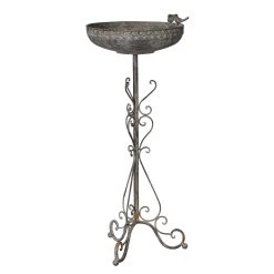 Vogeltränke, Schale Auf Fuß, Eisen, 30 X 33 X 75 Cm, Graubraun