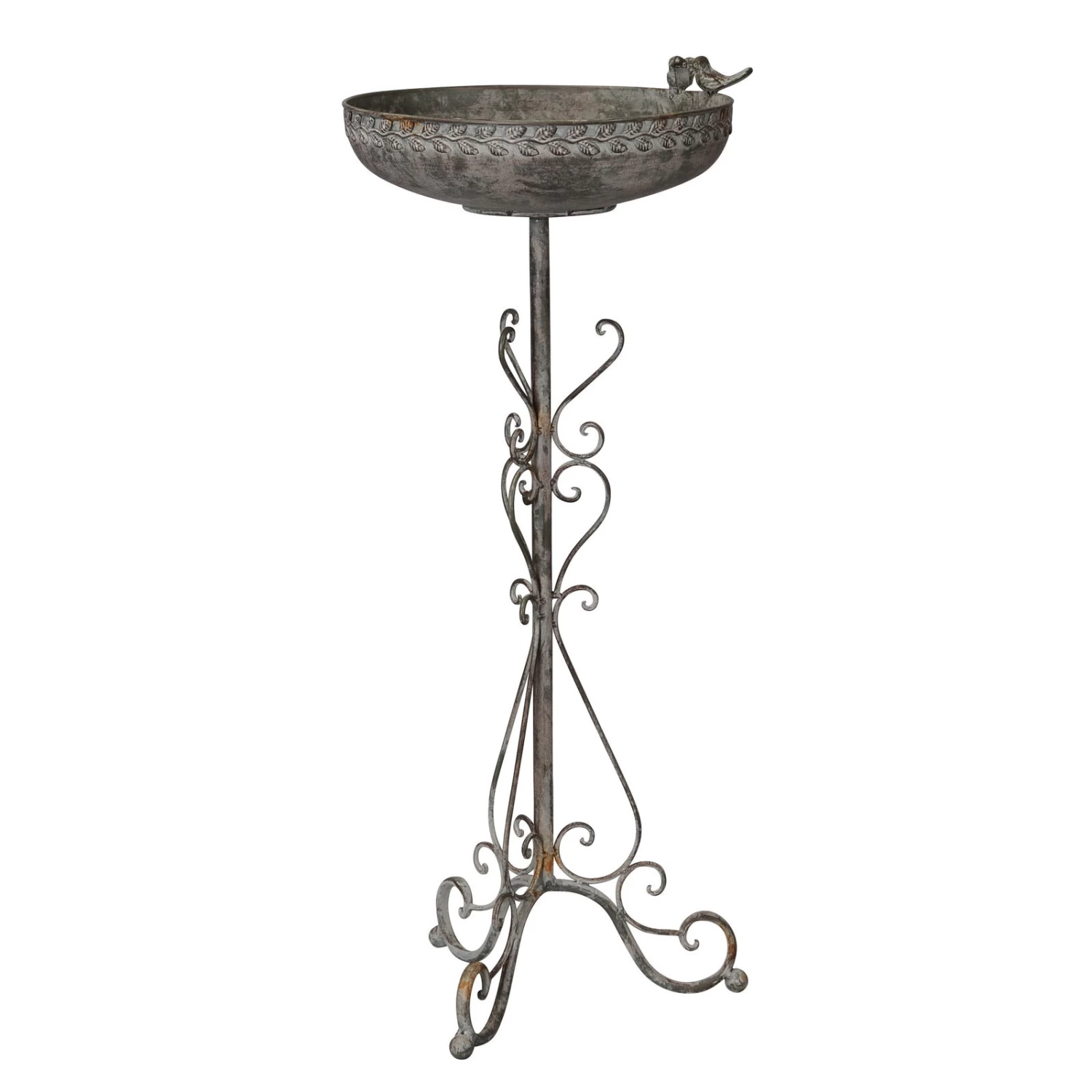 Vogeltränke, Schale Auf Fuß, Eisen, 30 X 33 X 75 Cm, Graubraun 3 Vogeltränke, Schale Auf Fuß, Eisen, 30 X 33 X 75 Cm, Graubraun