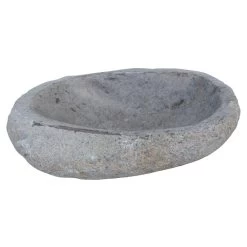 Vogeltränke 'Fluss-Stein', Grau, Naturstein, 6 X 20 X 20 Cm