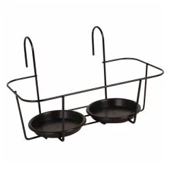 Haken-Blumentopfhalter, Metall, Schwarz, 34 X 18 Cm, Für Zwei Töpfe