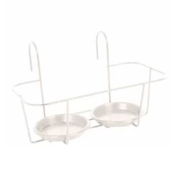 Haken-Blumentopfhalter, Metall, Weiß, 34 X 18 Cm, Für Zwei Töpfe