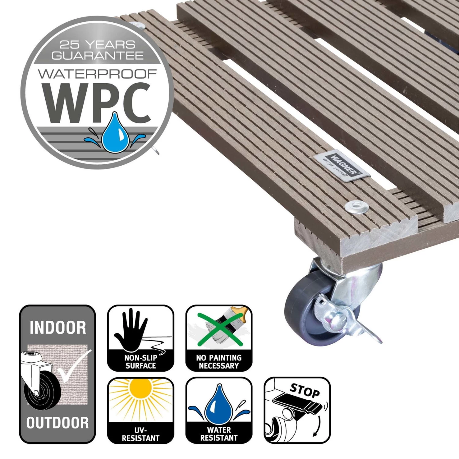 Multi Roller WPC, Tragkraft 80 Kg, Ca. 7 X 29 X 29 Cm 5 Multi Roller WPC, Tragkraft 80 Kg, Ca. 7 X 29 X 29 Cm – Bild 3