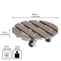 Multi Roller WPC, Tragkraft 100 Kg, Taupe, Ca. 7 X 29 X 29 Cm -Pflanzen Paradies Verkauf 0920600507 multi roller wpc taupe 4 116694