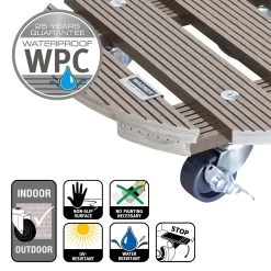 Multi Roller WPC, Tragkraft 100 Kg, Taupe, Ca. 7 X 29 X 29 Cm -Pflanzen Paradies Verkauf 0920600507 multi roller wpc taupe 5 116693