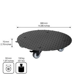 Pflanzenroller 'Alaska', Tragkraft 150 Kg, Anthrazit, Alu, 7 X 38 X 38 Cm -Pflanzen Paradies Verkauf 0920600519 pflanzenroller alaska 4 116736