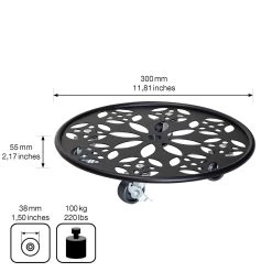 Pflanzenroller GH0936/0937, Tragkraft 100 Kg, Schwarz, Ø 30 Cm -Pflanzen Paradies Verkauf 0920600520 pflanzenroller 4 116742