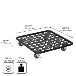 Pflanzenroller GH0936/0937, Tragkraft 80 Kg, Schwarz, Ø 30 Cm -Pflanzen Paradies Verkauf 0920600521 pflanzenroller 4 116748