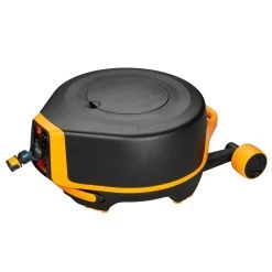 Fiskars Schlauchwagen Waterwheel Automatik XL, Für ½'-5/8", Schlauchdüse, Rasenspieß, Schwarz-orange -Pflanzen Paradies Verkauf 0930200501 Schlauchwagen Automatik XL mit Raedern 360 78975