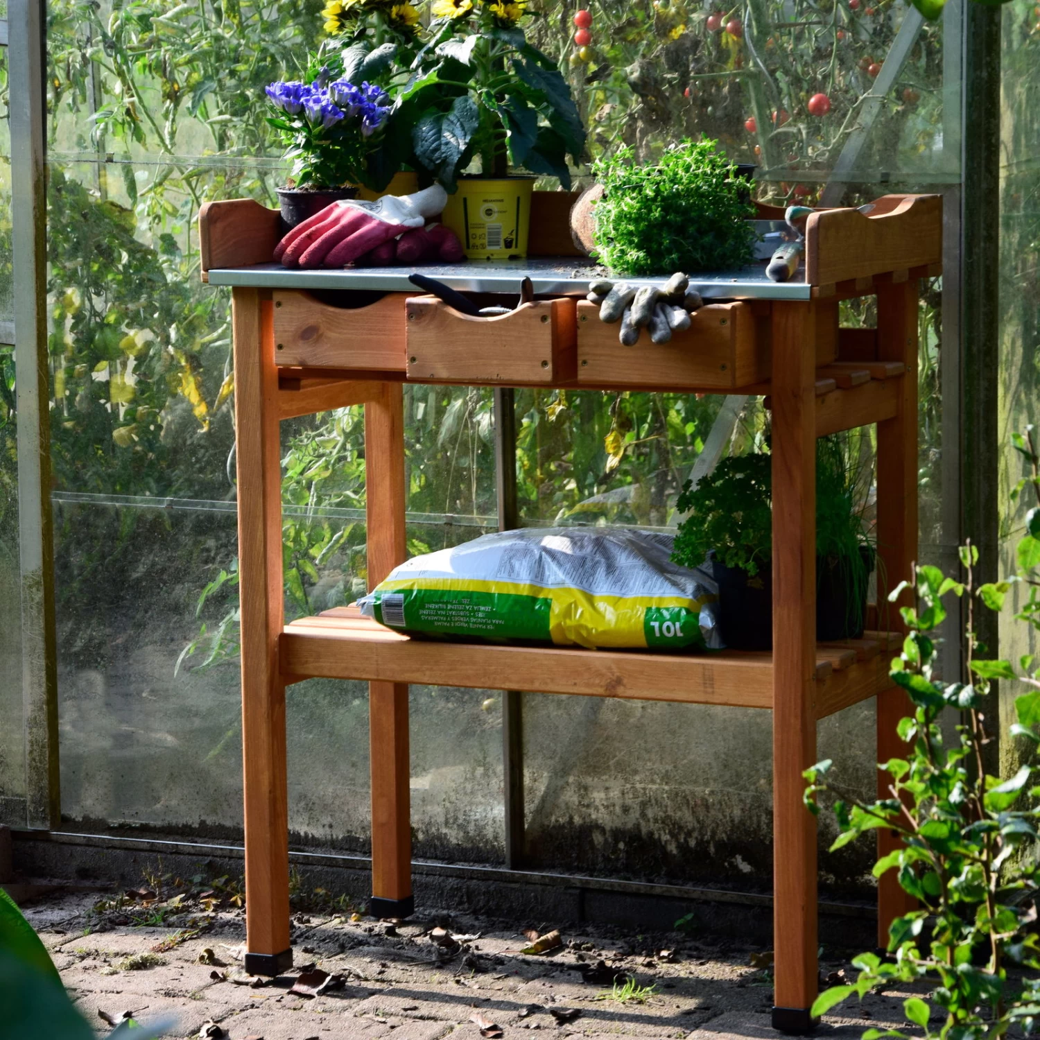 Pflanztisch, Natur, Kiefernholz, 78 X 38 X H91 Cm 7 Pflanztisch, Natur, Kiefernholz, 78 X 38 X H91 Cm – Bild 5