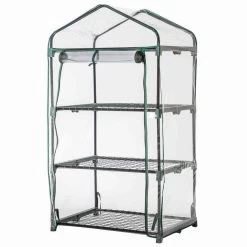 Gewächshaus Grün, Drei Etagen, Stahlrohr / Kunststoff, 126 X 70 X 50 Cm