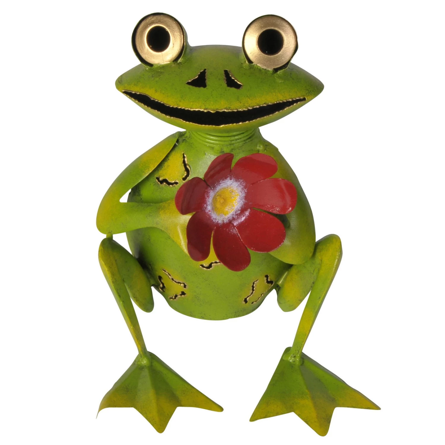 Metall-Frosch Mit Blume, 22 X 19 X 19 Cm 3 Metall-Frosch Mit Blume, 22 X 19 X 19 Cm