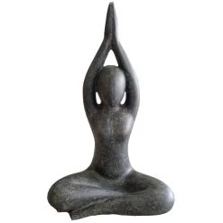 Steinguss Gartenornament 'Yoga', Natur, 21 X 14 X 30 Cm