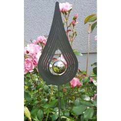 Beetstecker Tropfen Aus Stahl Mit 1 Edelstahl-Kugel, Dunkelgrau Lackiert, Maße 80 X 12 X 4,2 Cm