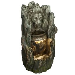 Brunnen Inkl. Pumpe & Licht, Holzoptik, Ca. 52 X 49 X 100 Cm