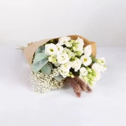 Gemischter Blumenbund 'Eleganz In Weiß' Inkl. Gratis Grußkarte -Pflanzen Paradies Verkauf 1025700008 DIY Mixbund Eleganz in Weiss Lisianthus weiss Gypso Euka Fluffy 1 94531