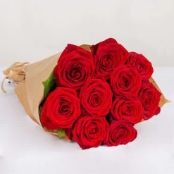 Blumenbund Mit Rosen 'Red Naomi', 10er-Bund, Rot, Inkl. Gratis Grußkarte -Pflanzen Paradies Verkauf 1045500002 Rose Red Naomi 10er Bund 60cm 1 85332
