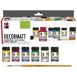 Decormatt Starterset, 1 Pinsel, 6x Decormatt Acryl á 15ml