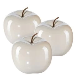 Dekoapfel PEARL, 3er-Set, Keramik, Weiß, 12 X 9,5 Cm