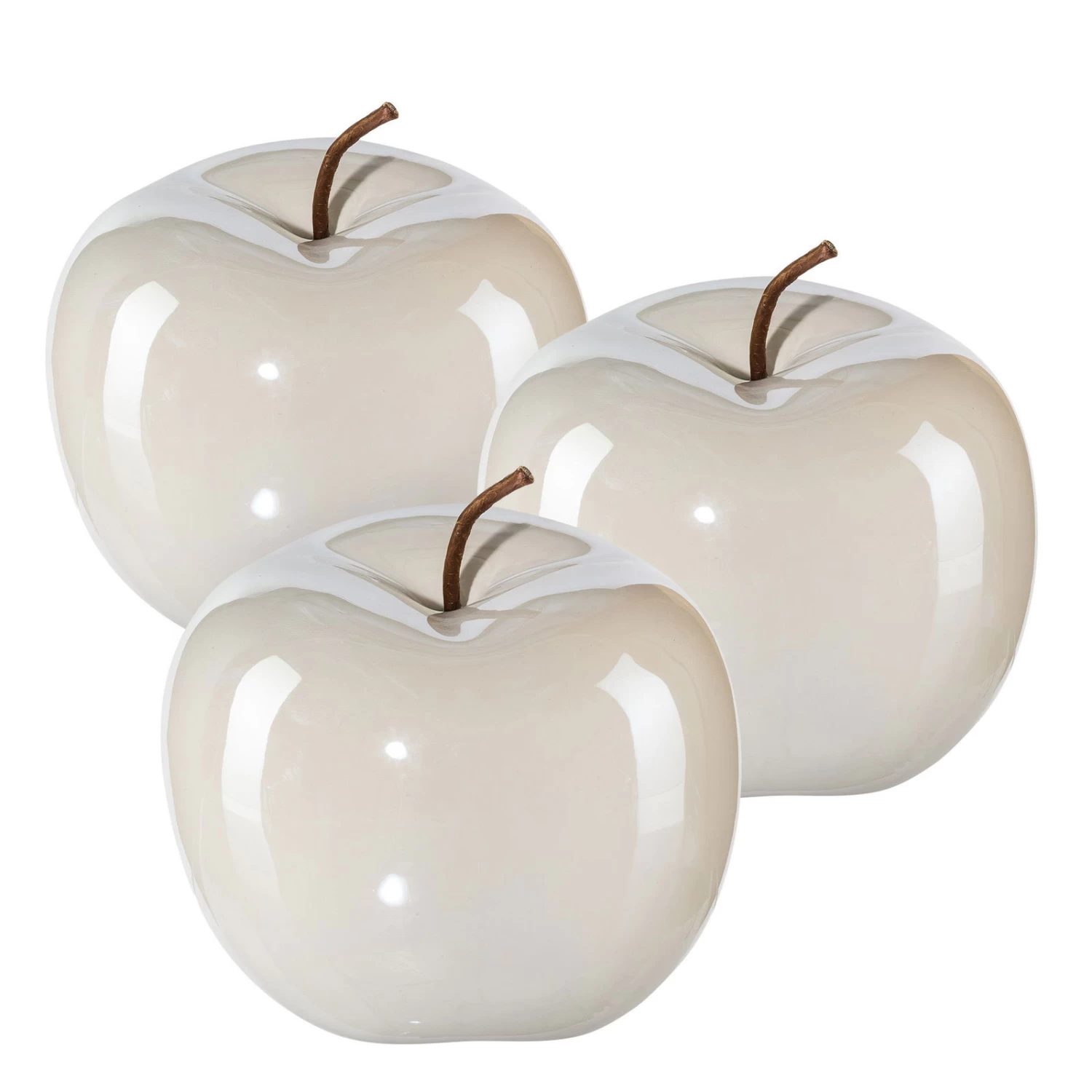 Dekoapfel PEARL, 3er-Set, Keramik, Weiß, 12 X 9,5 Cm 3 Dekoapfel PEARL, 3er-Set, Keramik, Weiß, 12 X 9,5 Cm