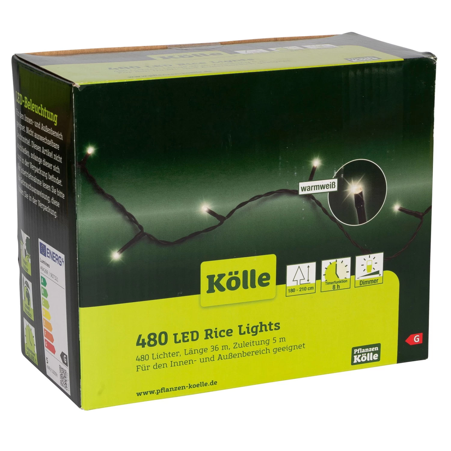 Kölle LED Lichterkette Rice Lights, 480 Lichter, Warmweiß, 36 M, Schwarzes Kabel 4 Kölle LED Lichterkette Rice Lights, 480 Lichter, Warmweiß, 36 M, Schwarzes Kabel – Bild 2