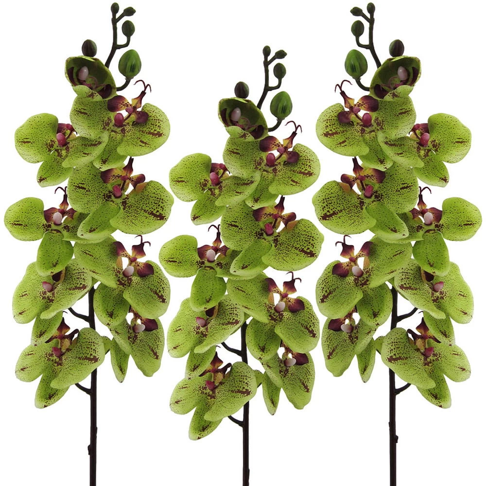 Kunstblume Orchideenzweig, Grün-rot, Ca. 98 Cm, 3 Stück 3 Kunstblume Orchideenzweig, Grün-rot, Ca. 98 Cm, 3 Stück