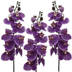 Kunstblume Orchideenzweig, Lila, Ca. 98 Cm, 3 Stück