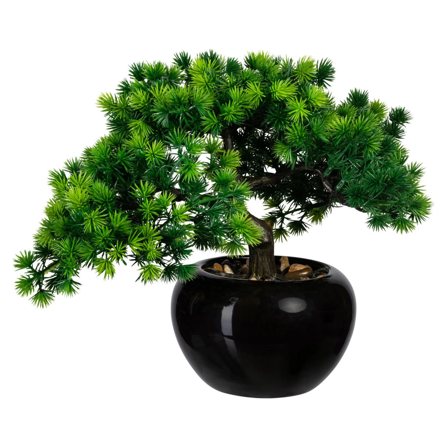 Künstliche Bonsai-Lärche, 3 Zweige, Grün, Ca. 26 Cm, Schwarzer Keramiktopf 15 X 9 Cm 3 Künstliche Bonsai-Lärche, 3 Zweige, Grün, Ca. 26 Cm, Schwarzer Keramiktopf 15 X 9 Cm