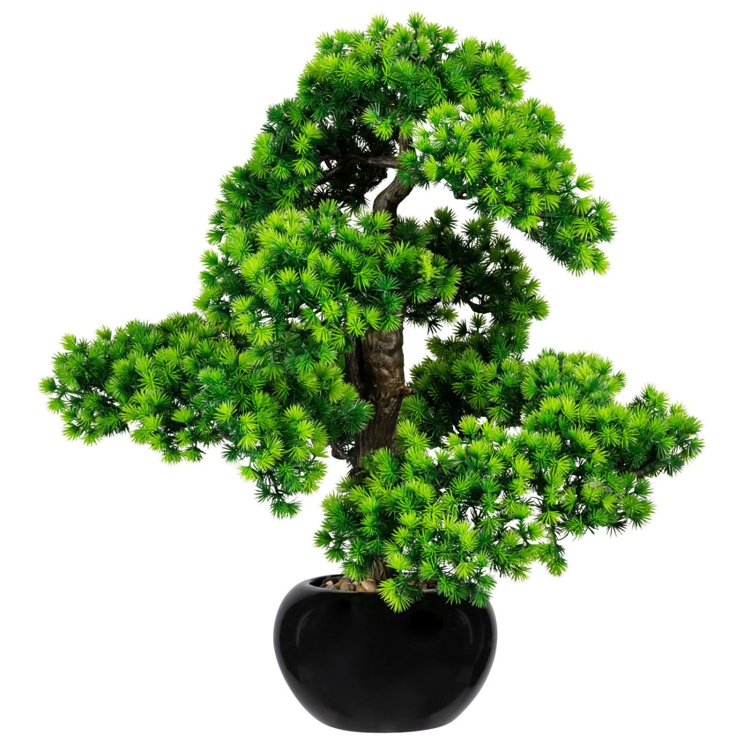 Künstliche Bonsai-Lärche, 11 Zweige, Grün, Ca. 60 Cm, Schwarzer Keramiktopf 20 X 12 Cm 3 Künstliche Bonsai-Lärche, 11 Zweige, Grün, Ca. 60 Cm, Schwarzer Keramiktopf 20 X 12 Cm