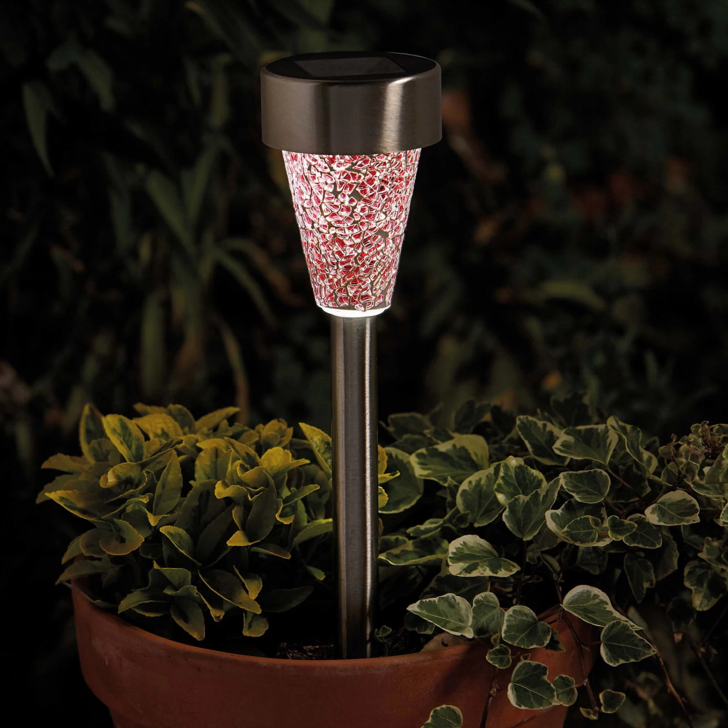Mosaic Solarpfahlleuchte, Edelstahl / Glas, Silber / Bunt, 36 X 7,5 Cm, 6er Pack 3 Mosaic Solarpfahlleuchte, Edelstahl / Glas, Silber / Bunt, 36 X 7,5 Cm, 6er Pack