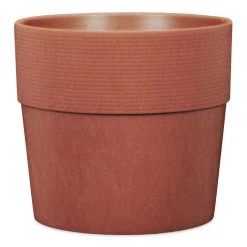 Pflanzgefäß 'Groove' Mit Reservoir, Rund, Mahagony, Hellbraun, Kunststoff