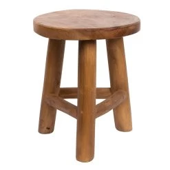 Wurzelholz-Hocker, Light Wax, Aus Recyceltem Teakholz