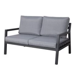 4-teilige Lounge-Gruppe 'Piazza', Tisch Mit Glasplatte, Inklusive Auflagen -Pflanzen Paradies Verkauf 3910302532 Alu Loungergruppe Piazza 4tlg schwarz inkl Kissen grau Tisch mit Glasplatte3 74482