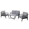 4-teilige Lounge-Gruppe 'Piazza', Tisch Mit Glasplatte, Inklusive Auflagen 1 4-teilige Lounge-Gruppe 'Piazza', Tisch Mit Glasplatte, Inklusive Auflagen -Pflanzen Paradies Verkauf 3910302532 Alu Loungergruppe Piazza 4tlg schwarz inkl Kissen grau Tisch mit Glasplatte7 74479