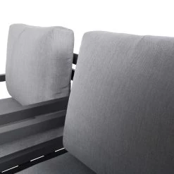 4-teilige Lounge-Gruppe 'Piazza', Tisch Mit Glasplatte, Inklusive Auflagen -Pflanzen Paradies Verkauf 3910302532 Alu Loungergruppe Piazza 4tlg schwarz inkl Kissen grau Tisch mit Glasplatte 74485