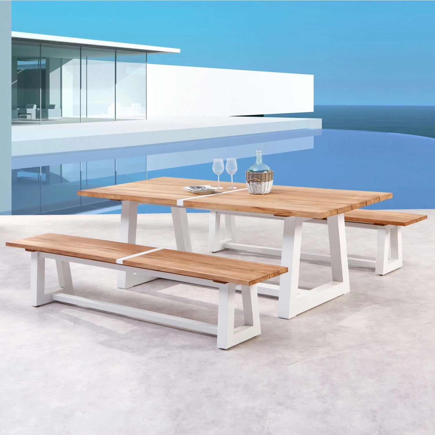 Best Alu-Bank Campione, Teakholz, Weiß, 45 X 220 X 40 Cm 3 Best Alu-Bank Campione, Teakholz, Weiß, 45 X 220 X 40 Cm