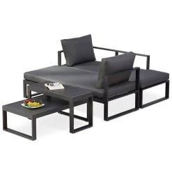 Best Loungegruppe 'Navarino', 4lgt., Anthrazit -Pflanzen Paradies Verkauf 3910302684 Loungegruppe Navarino 4tlg anthrazit anthrazit 6 100748