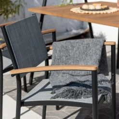 Stapelsessel 'Vera', Mattschwarz/birkengrau, Ca. 83 X 55 X 55 Cm -Pflanzen Paradies Verkauf 3910302710 Alu Stapelsessel Vera matt schwarz Textilen birkengrau 21 5 119306