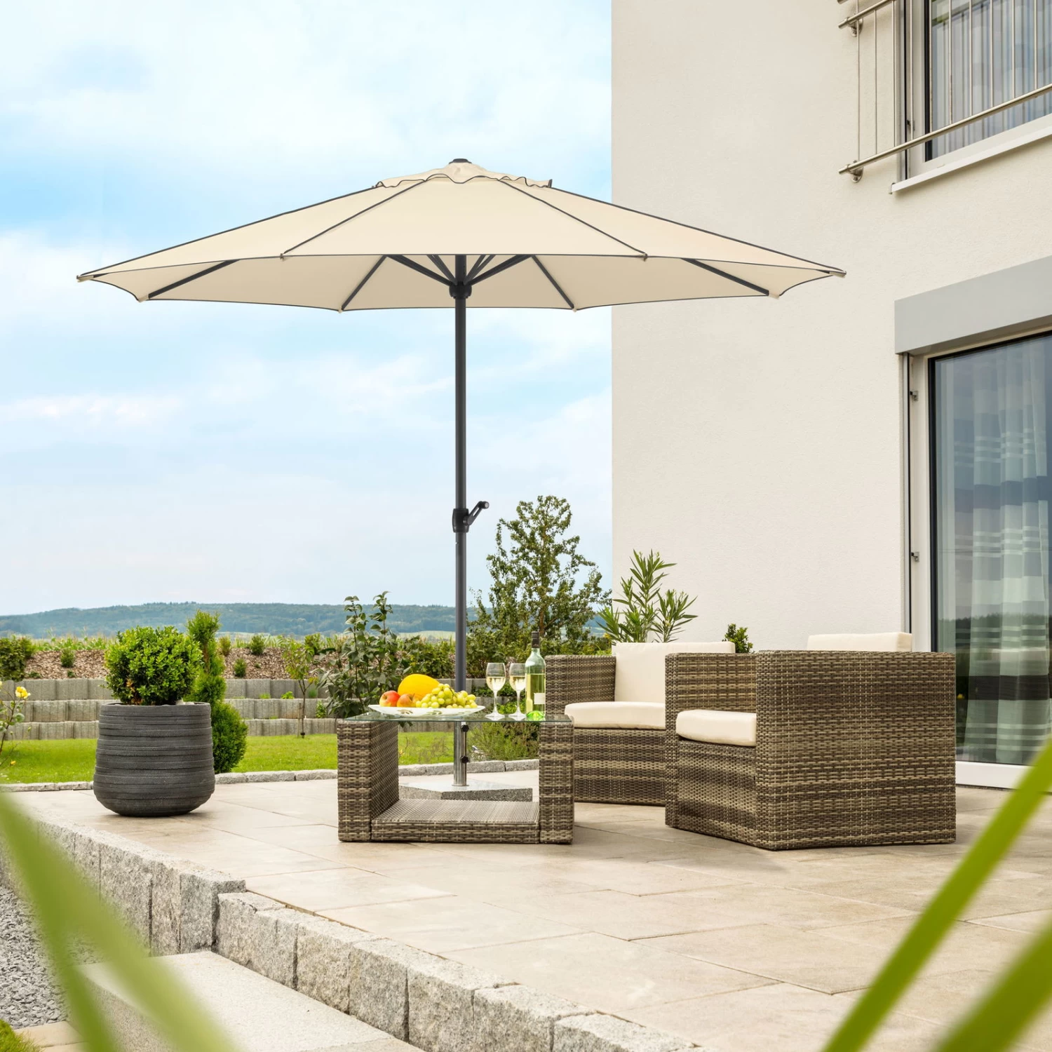 Sonnenschirm 'Adria', Ø 350 Cm, Natur 3 Sonnenschirm 'Adria', Ø 350 Cm, Natur