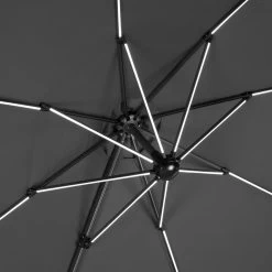 Schneider Sonnenschirm 'Rhodos Blacklight', Mit LEDs, Anthrazit, Ø 300 Cm -Pflanzen Paradies Verkauf 3910503203 Sonnenschirm Rhodos Blacklight anthrazit 7 91565