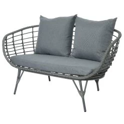 Loungegruppe 'Evora', 4-teilig, Grau -Pflanzen Paradies Verkauf 3950101015 Alu Geflechtgruppe Evora 4tlg grau inkl Kissen 3 99291