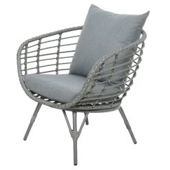 Loungegruppe 'Evora', 4-teilig, Grau -Pflanzen Paradies Verkauf 3950101015 Alu Geflechtgruppe Evora 4tlg grau inkl Kissen 5 99292