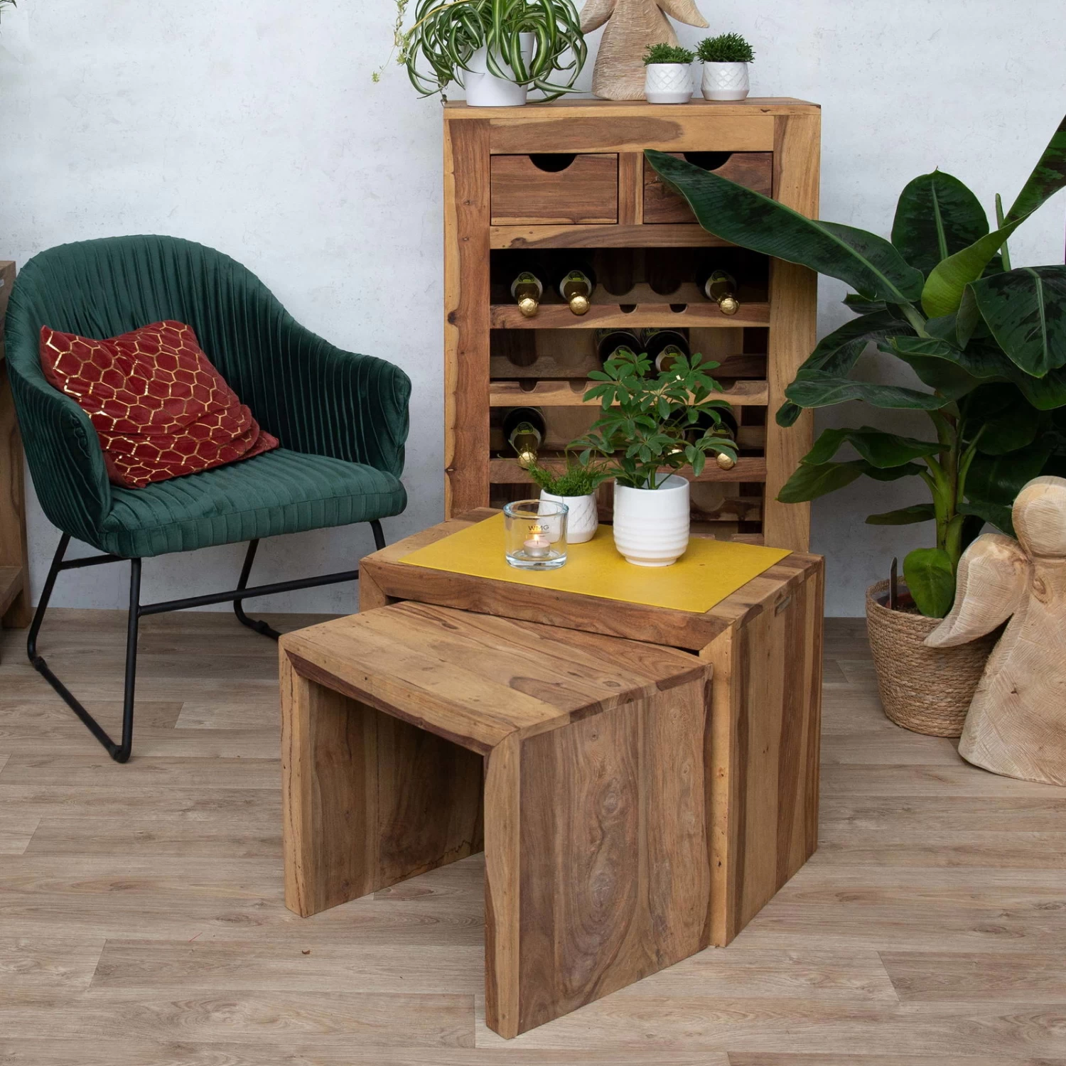 YOGA Tisch Cube Im Indischen Stil, Massives Sheeshamholz, Natur 8 YOGA Tisch Cube Im Indischen Stil, Massives Sheeshamholz, Natur – Bild 6