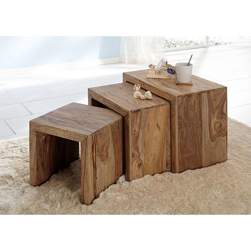 YOGA Tisch Cube Im Indischen Stil, Massives Sheeshamholz, Natur 7 YOGA Tisch Cube Im Indischen Stil, Massives Sheeshamholz, Natur – Bild 5