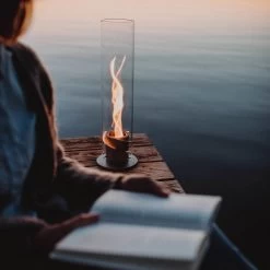 Tischfeuer SPIN 120, Höfats, Silber, Höhe 54 Cm -Pflanzen Paradies Verkauf 3990100075 SPIN Tischfeuer Glasrohr 12cm rund 54cm Hoehe montiert3 73499